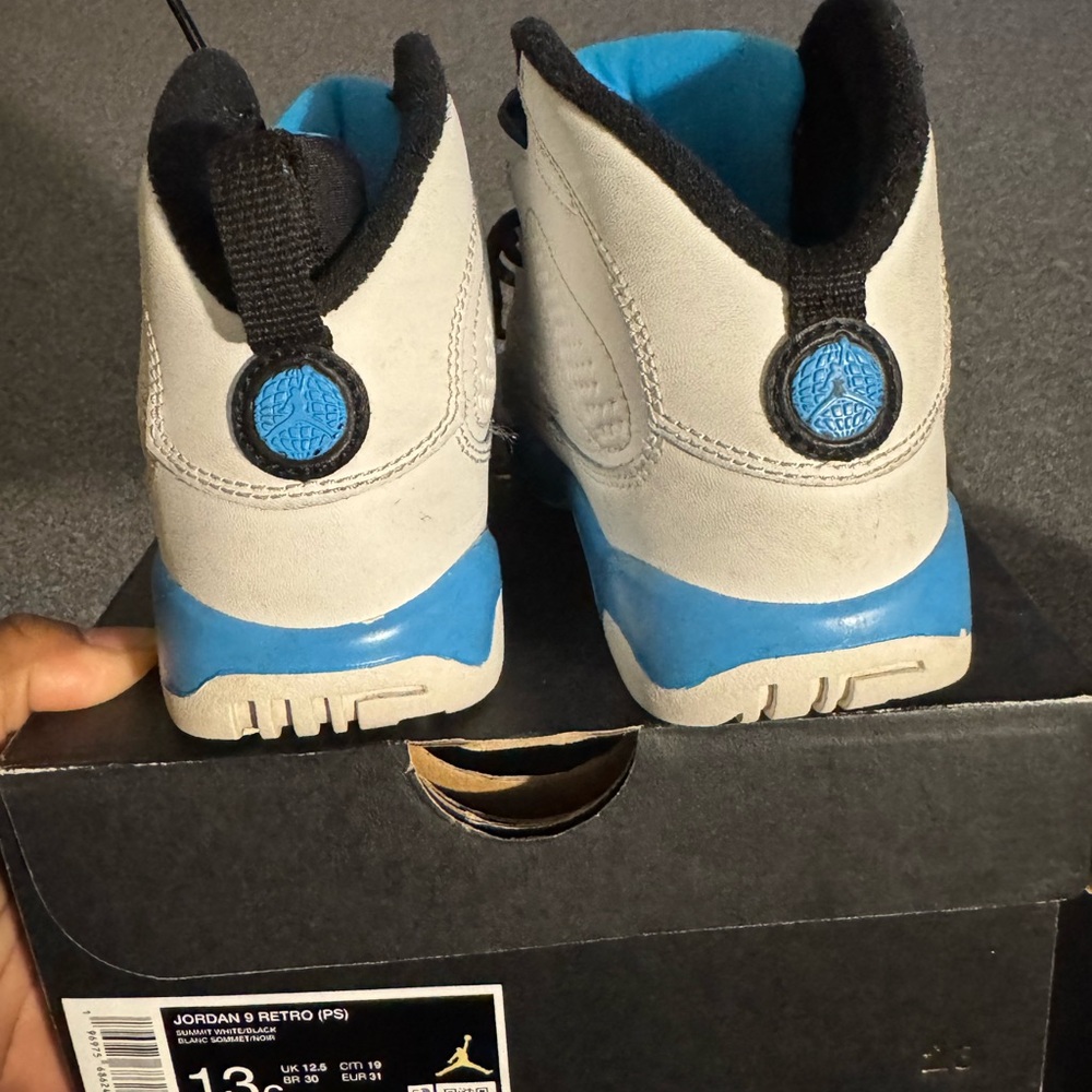 Jordan Kids Retro 9 Shoes - Gray and Blue